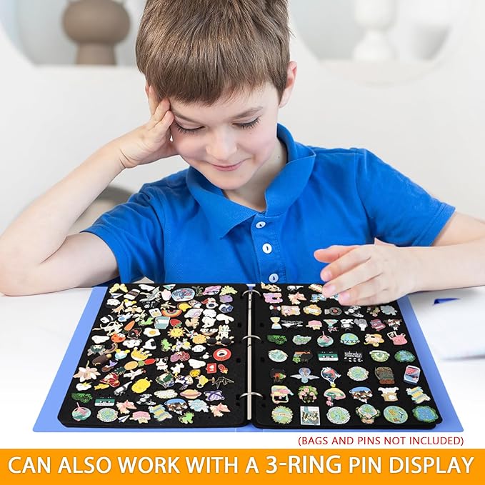 Enamel Pin Display Pages,Creative Pin Collection with 8 Flip-Pages,Fit in Any 3-Ring or 4-Ring Binder,Designed to Easily Trade & Display Enamel Pins (Pins Not Included)