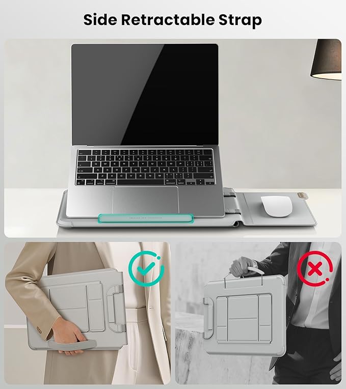 Nillkin 16 inch Laptop Sleeve with Handle (4-in-1), 2 Stand Modes, MacBook Sleeve with Adjustable Stand & Mouse Pad, Slim Laptop Case 16 inch for Samsung/Surface/HP/Chromebook/Dell 13-16'', Gray