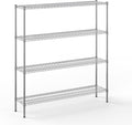 14" Deep x 60" Wide x 64" Height Wire Shelving Kit | 4-Tier | NSF Commercial Storage Rack Unit