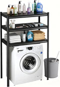 Height-Adjustable Bathroom & Laundry Storage Shelf, 3-Tier Metal Organizer Rack for Washer Dryer, Sturdy Shelving Unit for Bathroom Essentials, 63 x 35.4 x 13.8 Inches