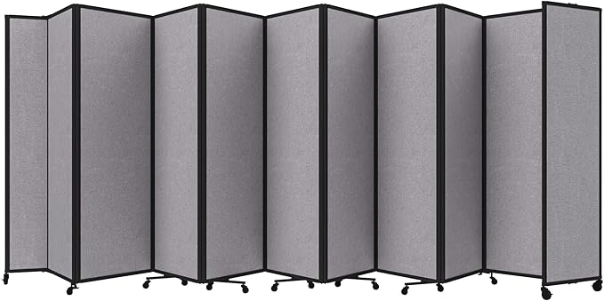 Versare Room Divider 360 Portable Wall Partition | Folding Panels | Large Freestanding Divider | Locking Wheels | Temporary Room Separator