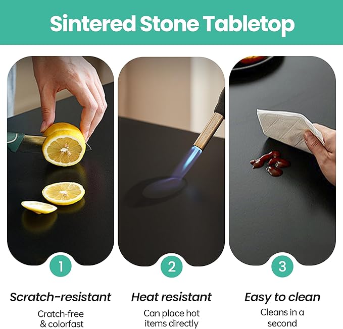 15.7" Lazy Susan Turntable – 360° Sinteredstone Silent Anti-Slip Turntable, Table Top Centerpiece for Kitchen, Pantry, Spice Rack, Refrigerator & Dining Table, Black