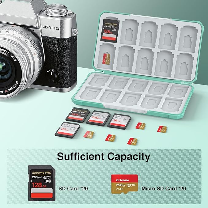 HEIYING Memory Card Case for SD/TF Cards,Portable SD Card Holder Storage Case Compatible with 20 SDXC SDHC and 20 TF Cards Slots
