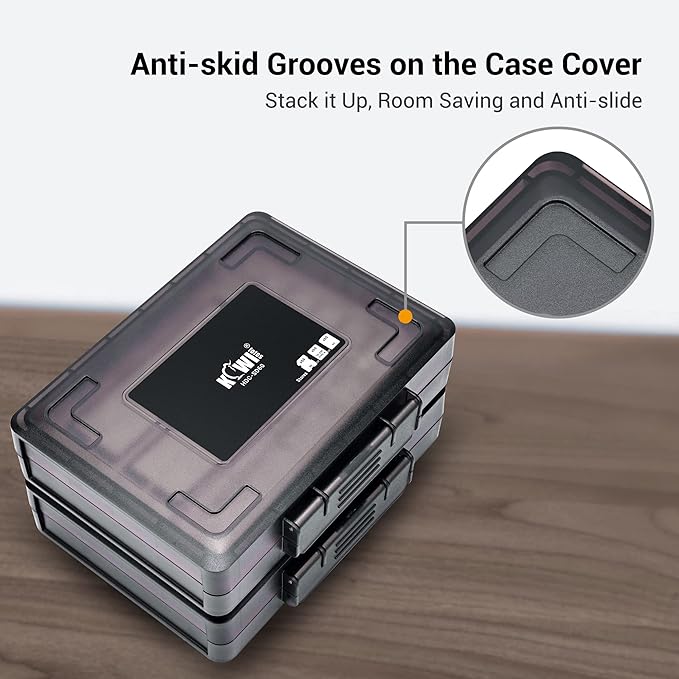 Kiwifotos 60 Slots SD Memory Card Case Holder for 60 SD/SDHC/SDXC Card/CFexpress Type A Card, Water-Resistant & Anti-Shock SD Card Organizer with Stackable Design