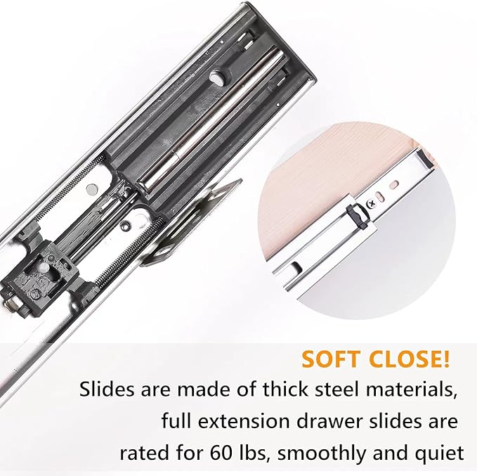 20”W x 21”D x 3”H Soft Close Slide Out Wood Drawer Organizer for Kitchen, (Cabinet Width>20.5 inches for Bottom Assembly, Width= 20 inches for Side Assembly)