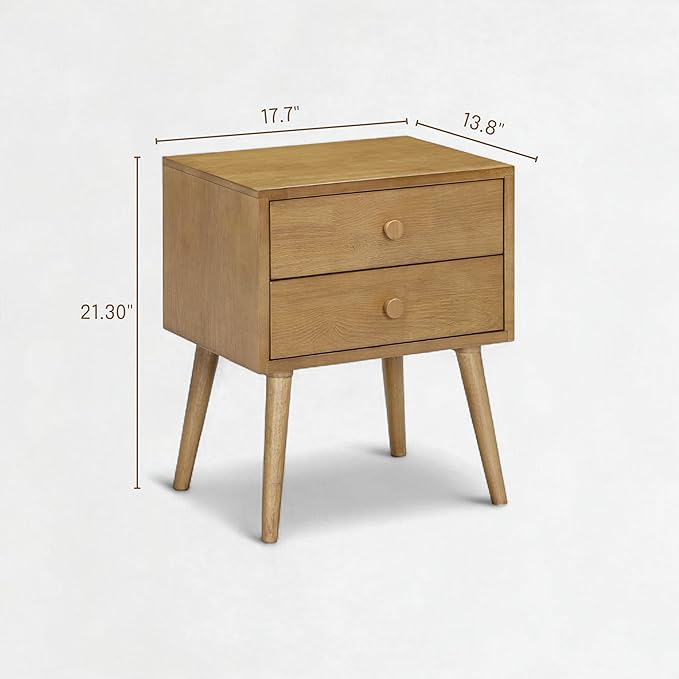 NTC Lux Nightstand with 2 Drawers, Featuring Adaptable Design, 150 lbs Load Capacity, Water-Resistant, Elevate Your Space, Easy Assembly - Rustic Oak