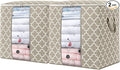 WISELIFE Storage Bags 2 Pack/100L Large Blanket Clothes Organization and Storage Containers for Comforters,Bedding, Foldable Organizer with Reinforced Handle, Clear Window, Sturdy Zippers,Beige