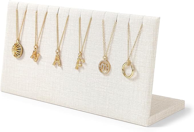 Leather Necklace Display Stand Necklace Bracelet Display Holder Stand with Hooks For Jewelry Storage Display (White)