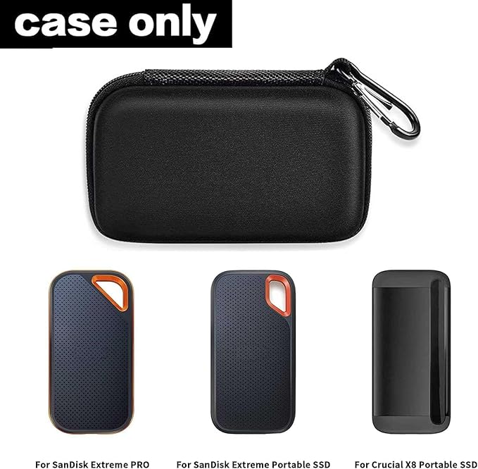 Hard Case Compatible with SanDisk Extreme PRO 500GB 1TB 2TB 4TB Portable External SSD. Carrying Travel Holder for Crucial X8 Solid State Drive (Box Only)-Black
