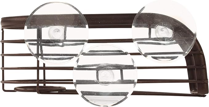 Spectrum Sink Sponge and Brush Holder with Suction Cups Ashley 2 in 1 Sink Caddy Bronze, No Rust Easy Mount Suction Cup Kitchen Sponge and Brush Holder Hanging Wire Cradle Promotes Quick Drying