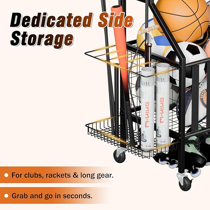 Sports Equipment Organizer, Heavy Duty Golf Bags Stand, Extra Large Ball Storage Rack for Garage