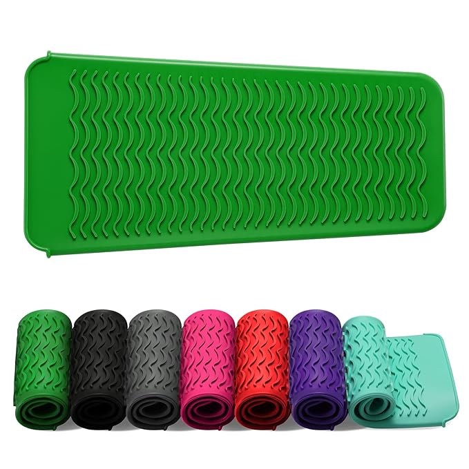 ZAXOP Resistant Silicone Mat Pouch for Flat Iron, Curling Iron,Hot Hair Tools (Green)