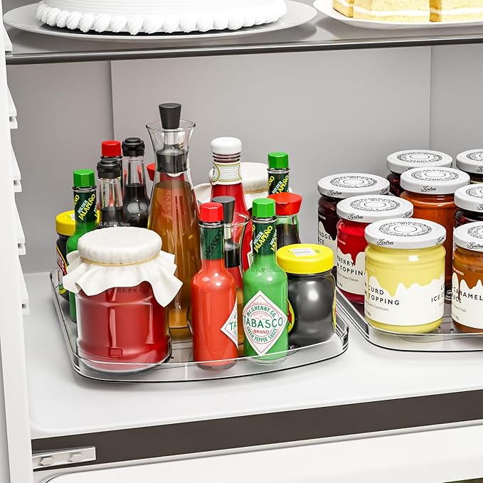 Yieach Clear Refrigerator Lazy Susan Turntable,15.7''x11.8'',Rectangular Fridge Turntable Organizer,Large Rotating Fridge Tray for Kitchen,Countertop,Pantry,Cabinet,Jars and Condiment Organizer,1 Pack