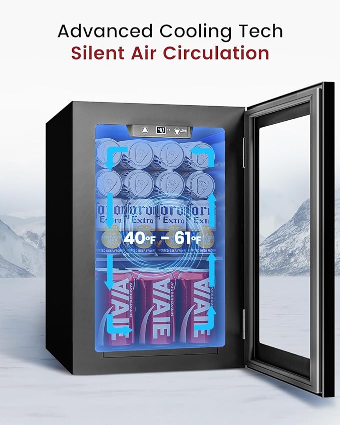 24 Cans Beverage Refrigerator Cooler - Mini Fridge with Digital Temperature Control, Soda Wine Beer Drink Fridge - Small Refrigerator for Office Home Bedroom Dorm Bar, Black
