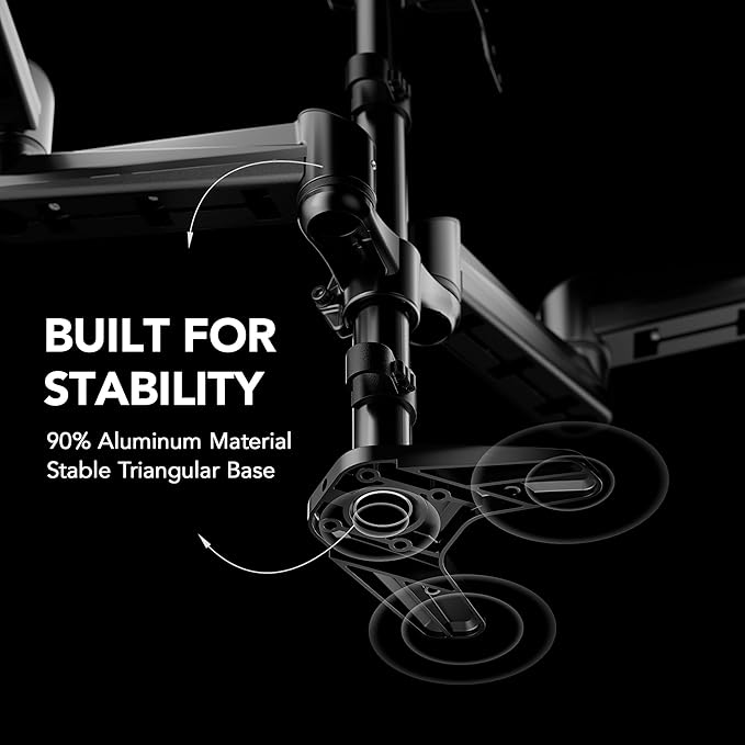 HUANUO Triple Monitor Mount for 17 to 32 inch Screens, Adjustment Triple Monitor Stand with Swivel, Tilt, Rotation, Clamp & Grommet Kit