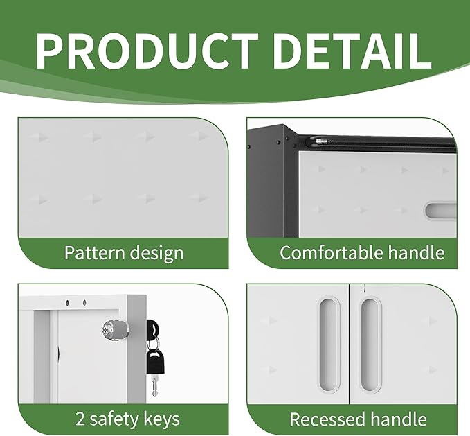 Metal Tool Cabinet,Garage Storage Cabinet System,Wall Cabinet & Locking Rolling Tool Cabinet with Doors and Adjustable Shelves,Steel Tool Cabinets for Home (2 Pcs-Styled, Black & Grey)
