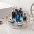 360° Rotating Makeup Organizer, Bathroom Make Up Spinning Holder Rack, Large Capacity Cosmetics Storage Vanity Shelf Countertop, Fits Cosmetics, Perfume, Skincare, Lipsticks(1 Tier, Clear)