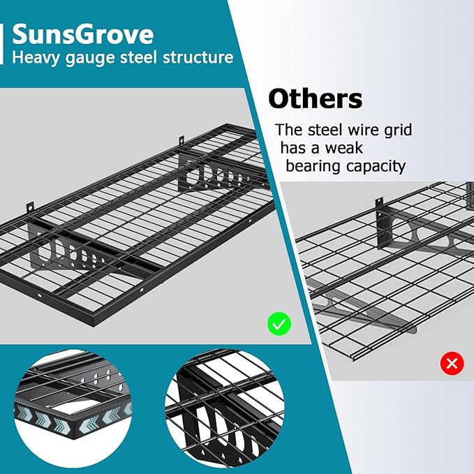 2-Pack 1.5×3.8ft Garage Wall Shelving, 18×45.6 inches Heavy Duty Wall Mounted Shelves, Garage Storage Shelf, 500 lbs Load Capacity, Black (Black, 2 Pcs 1.5 * 3.8 ft)