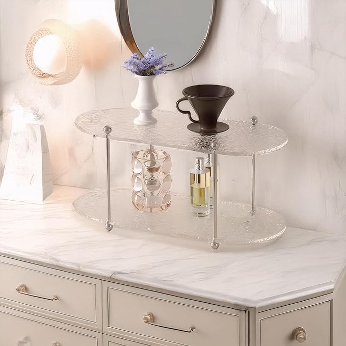 Benkyo 2 Tier Bathroom Vanity Organizer Countertop Shelves Makeup Counter Shelf Storage Organizers for Perfume