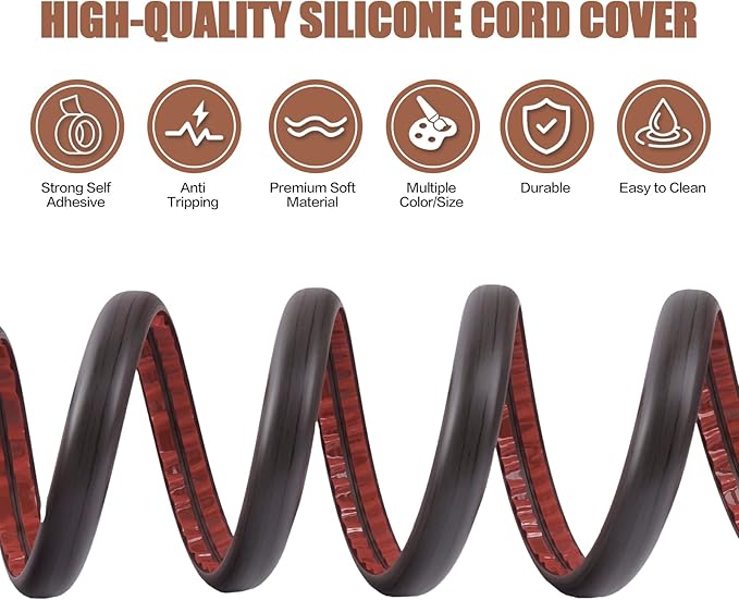 Floor Cord Cover Self Adhesive Cord Hider,3.3FT Cable Management, Extension Strip Protector for Wires, Prevent Cable Trips for Offices, Gyms, Exhibitions Cavity:0.39"(W) x 0.27"(H) Black Wood