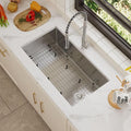 32 Inch Undermount Kitchen Sink, TECASA 18-gauge Stainless Steel Single Bowl Deep Basin Large Utility Sink with Grid and Strainer (32" x 18" x 10")