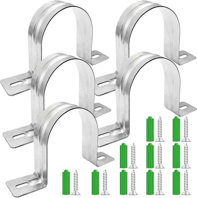 Dust Collection Hose and Pipe Holder Adjustable Hangers Bracket, Don’t Broken Like Plastic After Long Time, Durable Spray Iron, 5 PCS (Sliver, 2-1/2 Inch)