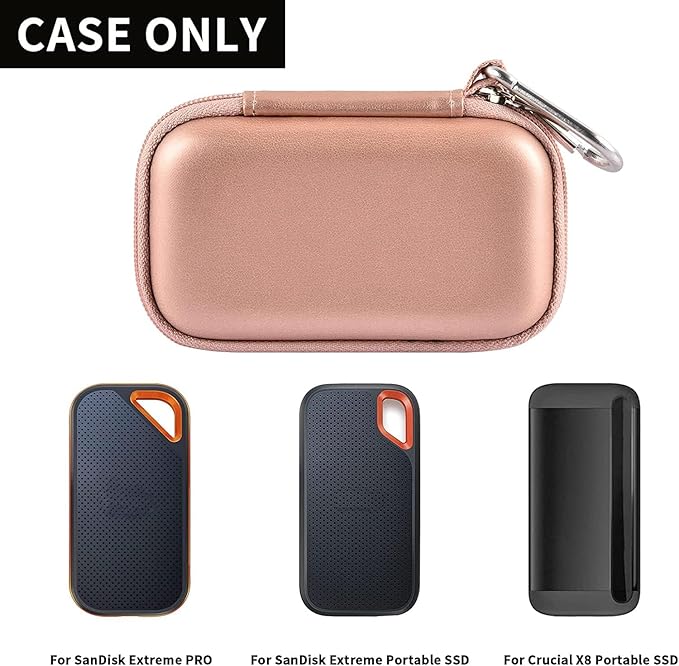 Hard Case Compatible with SanDisk Extreme PRO 500GB 1TB 2TB 4TB Portable External SSD. Carrying Travel Holder for Crucial X8 Solid State Drive (Box Only)-Rose Gold