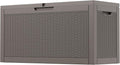 60 Gallon Outdoor Storage Deck Box Waterproof,Large Resin Storage Container for Outside,Patio Accessories for Outsid,Backyard Delivery Boxes,Lockable Lid,Rattan Gray