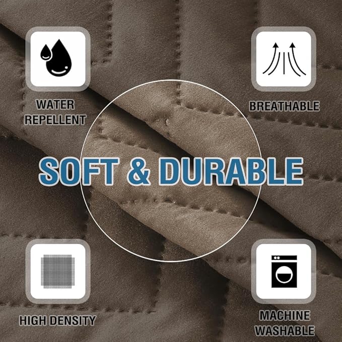 H.VERSAILTEX Armrest Covers for Sofa Water Resistant Couch Arm Covers Remote Control Holder Sofa Armrest Organizer for Magazine, Tablet, Phone, iPad(Set of 2, Taupe/Beige)
