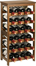 VASMIA Wine Rack Freestanding Floor, 6-Tier Display Wine Storage Shelves with Table Top, 24-Botttle Bamboo Wine Rack Shelf for Kitchen Bar Dining Room Living Room, Walnut