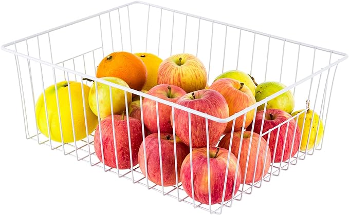 Npro 4 Pack Upright Freezer Organizer Bins - Standup Freezer Organizers Improve Air Circulation, Wire Storage Baskets, White