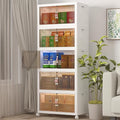 Extra Large Stackable Storage Bins with Lids & Wheels, Foldable Collapsible Closet Organizers Storage Cabinet with Doors for Bedroom Dorm (White, 600QT-120QT/30GAL*5Pack)
