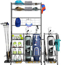 Golf Organizer for Garage, 3 Bag Golf Bag Holder Stand with Shelves & Club Rack, Multi-Functional Adjustable Golf Equipment Storage System