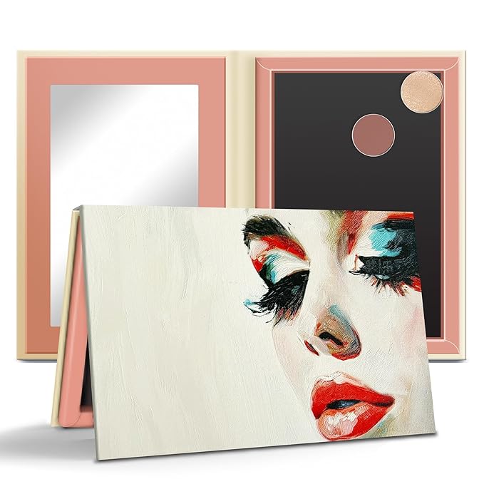 Magnetic Eyeshadow Palette, Empty Makeup Palette Organizer with Mirror Inside, Oil-Painting Decorated Art Paper Palette (Your Art)