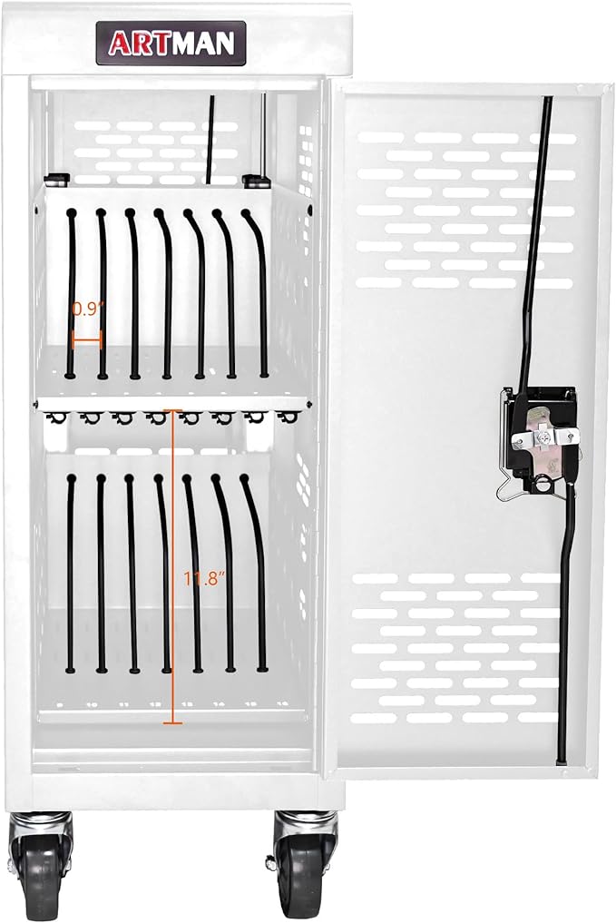 16 Devices Mobile Charging Cart for Laptop Up to 16.3-inch Screen,Charging Station and Tablet Storage Cart for iPad, Chromebooks with Cord Organizer, White