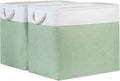 Bidtakay Large Storage Baskets for Nursery Toy Organizer Collapsible Organizing Baskets 17x12x15 In Green Canvas Bins for Organizing Set of 2 Clothes Decorative Baskets for Home Office Room Decor