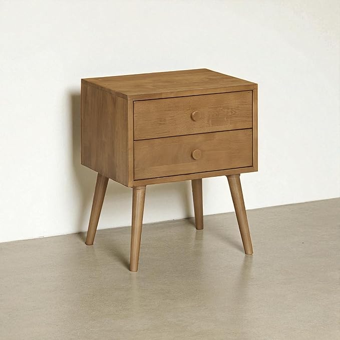 NTC Lux Nightstand with 2 Drawers, Featuring Adaptable Design, 150 lbs Load Capacity, Water-Resistant, Elevate Your Space, Easy Assembly - Teak Look