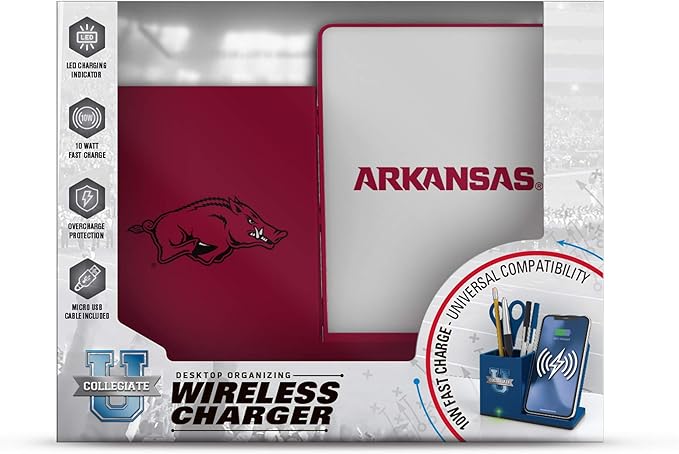 SOAR NCAA Unisex Cell Phone Wireless Charging Stand and Desktop Organizer