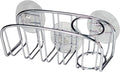 Spectrum 09370 Contempo Sponge & Brush Holder, Modern Sponge Holder & Kitchen Organizer, Vertical Scrub Brush Holder, Secure Suction Seals to Kitchen Sinks, Chrome