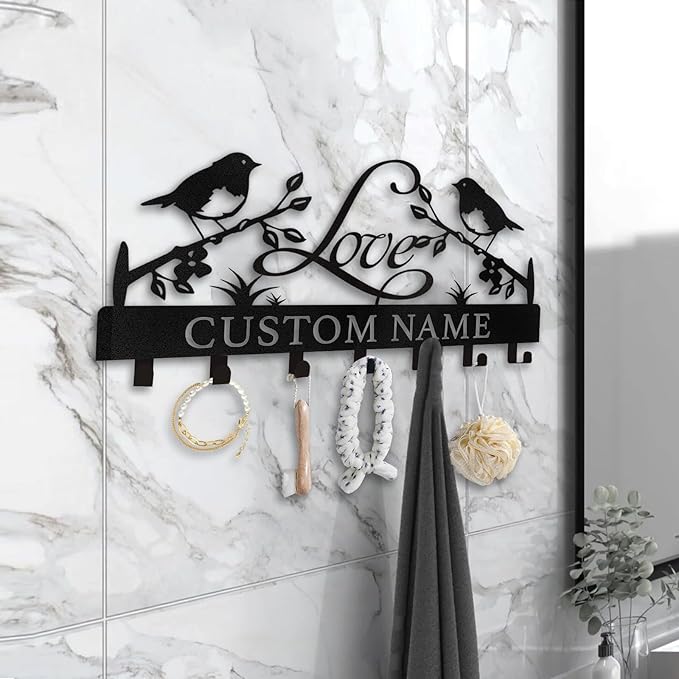 Personalized Key Holder Wall Mount - Key Holder for Wall, Custom Name Key Rack, Metal Key Holder Hooks Organizer, Wedding Housewarming Gift, Key Hanger Decor for Entryway, Hallway, Bedroom