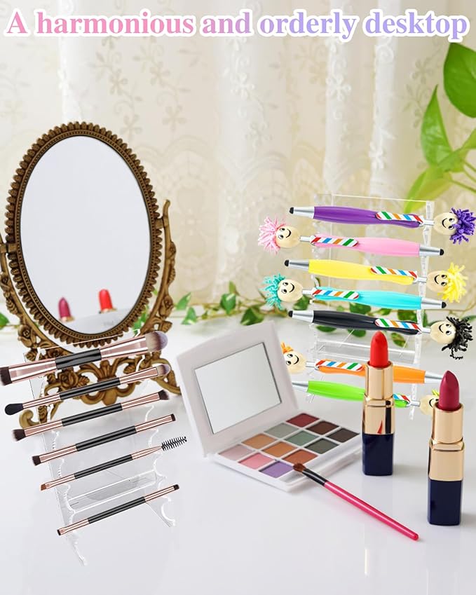 8 Tier Acrylic Makeup Brush Holder, Unique Clear Paint Brush Drying Rack Hair Brush Holder for Women, Acrylic Pen Holder Display Stand for Home School Office or Store Use