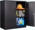 SISESOL 36 inch Metal Storage Cabinet with Doors and Shelves,Small Garage Storage Cabinet with Lock,Black Metal Cabinets with Locking Doors for Home,Office,Short Garage Cabinets