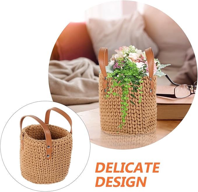 DOITOOL Cotton Rope Woven Basket Sundry Storage Bin for Home Desktop Organizer Lightweight Sundries Holder for Office Cosmetics Snacks Aromatherapy Multipurpose Storage Cube for Tidy