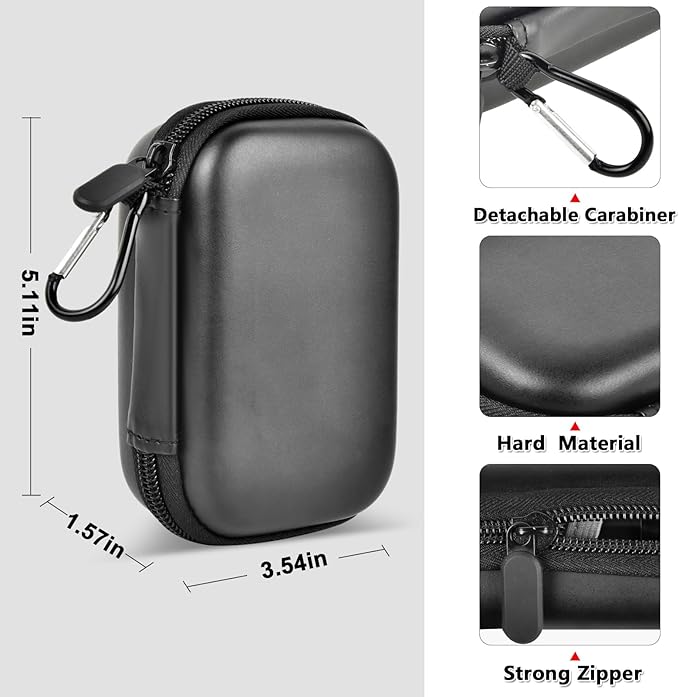 Carrying for Samsung T9/ T7/ T7 Shield Portable SSD 4TB 2TB 1TB, USB External Solid State Hard Drive Storage Travel Carrying Holder Fits for USB Cable (Black-Grey)-Box Only