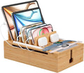 Pezin & Hulin Bamboo Charging Station, Electronic Devices Organizer for Multiple Devices Charger Such As Cell Phone, Tablet, Watch and More, Natural, (No USB Charger and Cables)