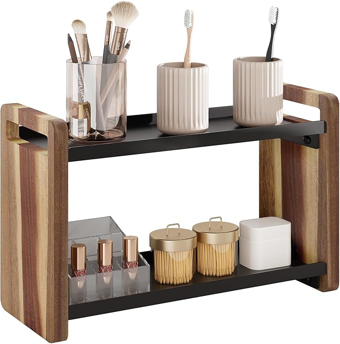 Bathroom Counter Organizer,Bathroom Counter Shelf,Bathrooms Organizers,Under Sink Organizer,Cologne Organizer for Men,Cologne Stand,Spice Rack,Cabinet Organizers(Brown 2 Tier)