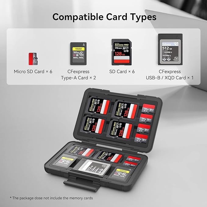 SMALLRIG Memory Card Holder Case 15 Slots, Water-Resistant for SD Card, Micro SD Card, CFexpress Type A/Type B Card, XQD Card - 3192