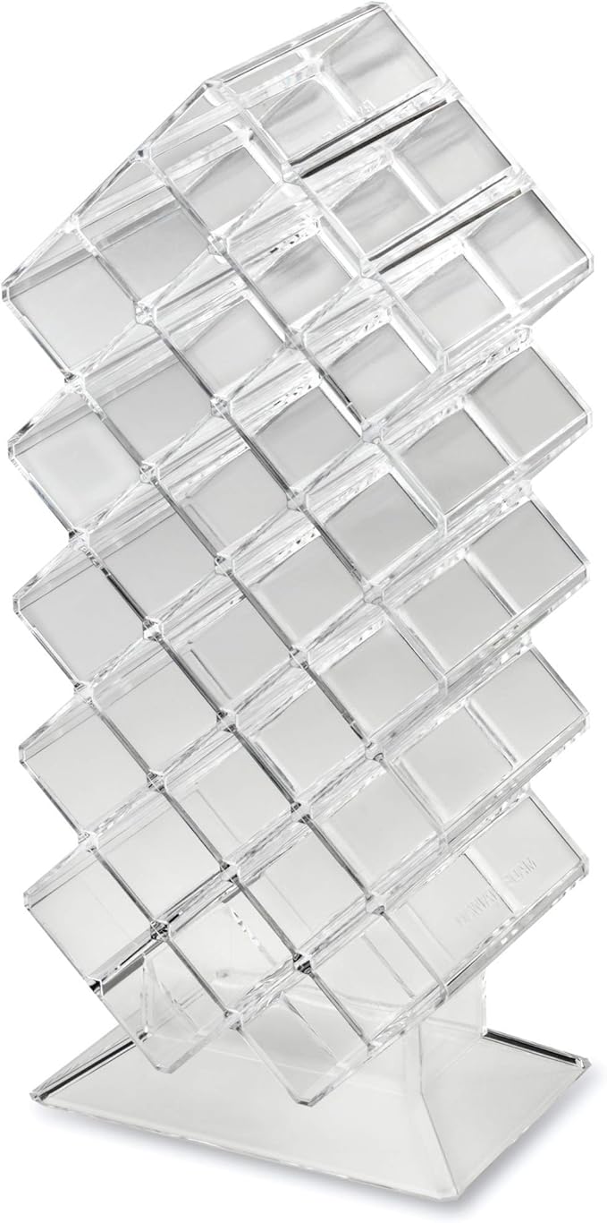 BY ALEGORY (Set Of 2) Acrylic Lip Gloss Makeup Organizer 28 Space Storage w/Deep Slots Designed To Stand Lay Flat & Be Stacked Refillable Cosmetic Container - Clear