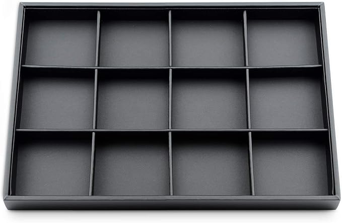 Black PU Leather Jewelry Display Flat Tray Ring Necklace Watch Organizer Display Tray (1 grid)