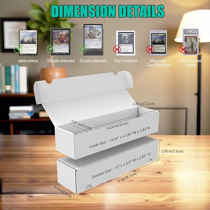 Card Box for Trading Cards Storage Box, Laminated Card Storage Box with Dividers, 1100 Count White Cardboard Boxes for Mtg/TCG/Magic/ Sports Card Storage,Trading Card Holder for Collector(3 Pack)